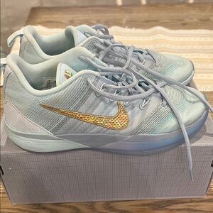 Sabrina 3 Nike Sky Blue Sneakers with Metallic Gold Swoosh
